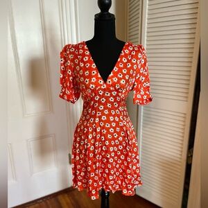 Topshop red floral dress